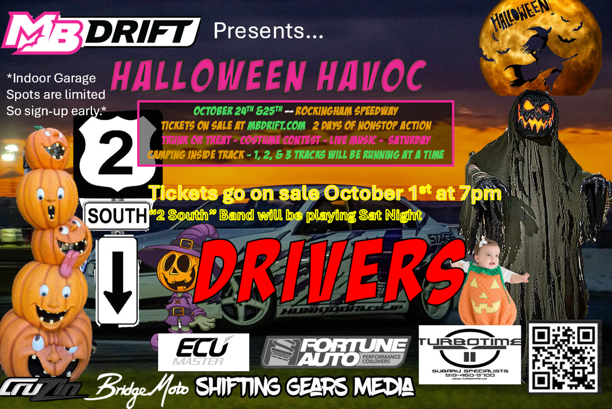 MB Drift Event #6 of 6 "Halloween Havoc” 2026 DRIVER REGISTRATON October 24th & 25th