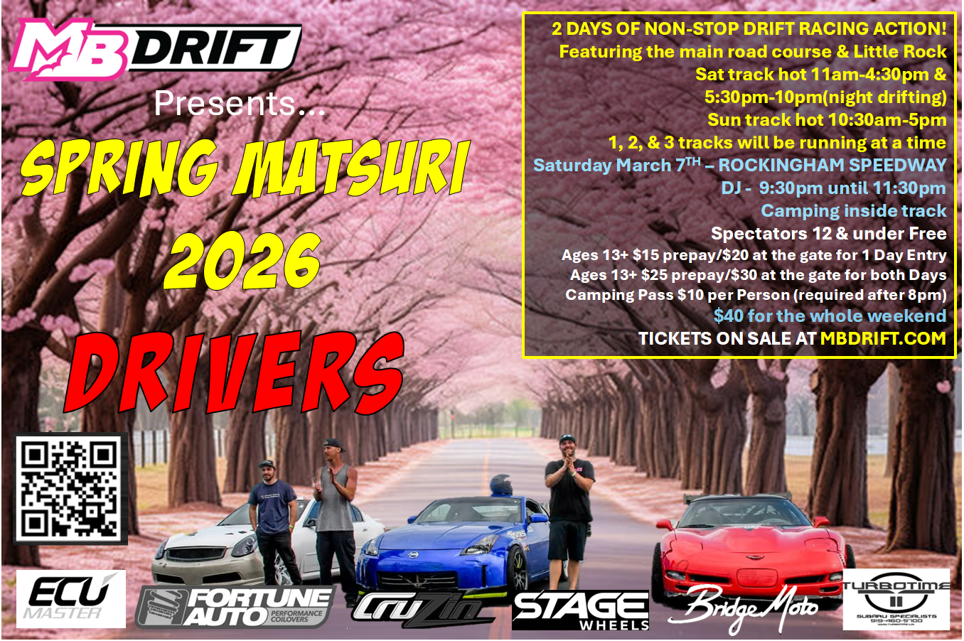 MB Drift Event #1 of 6 "Spring Matsuri 2026” DRIVER REGISTRATON March 7th & 8th