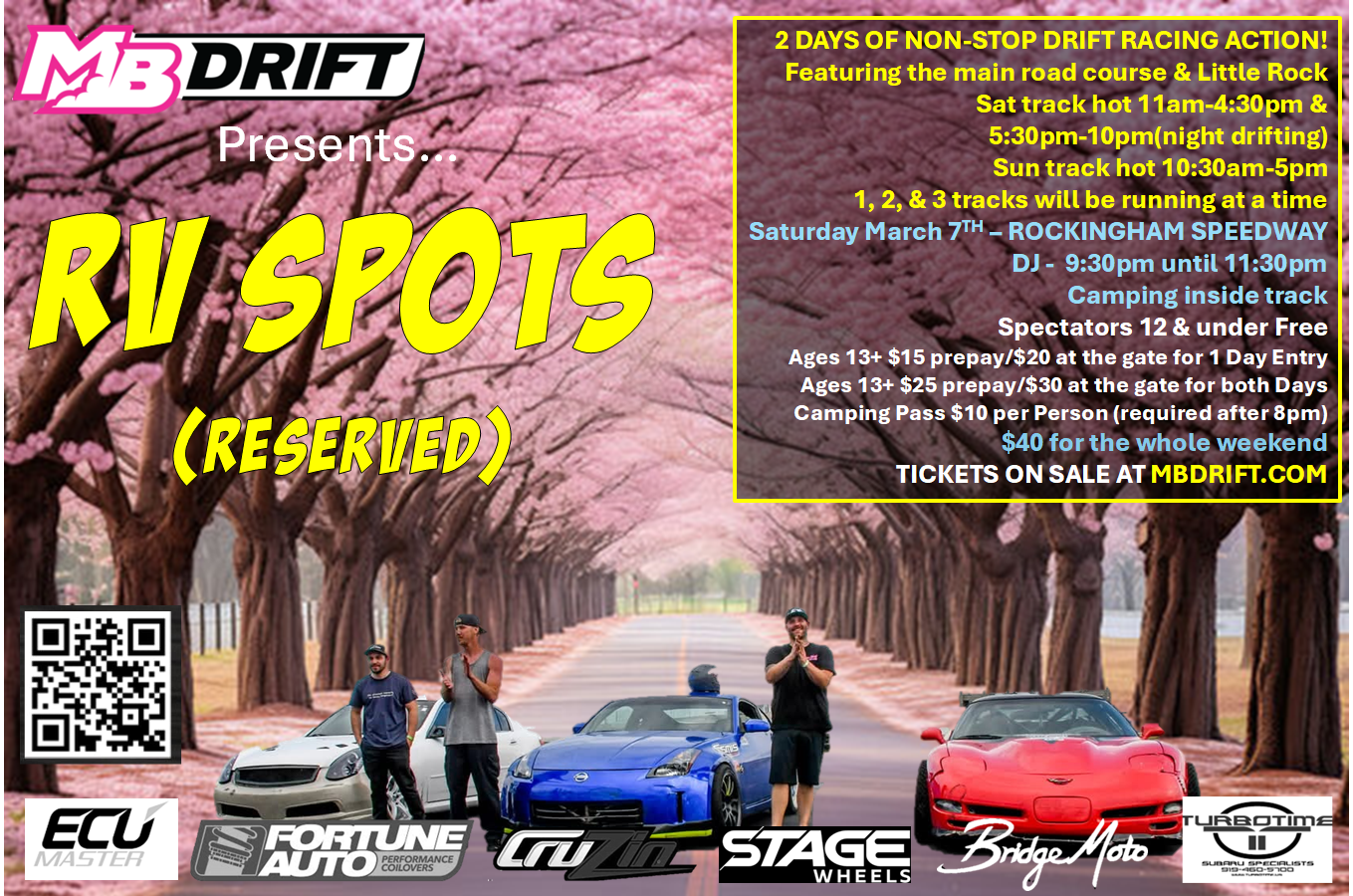 MB Drift Event #1 of 6 "Spring Matsuri 2026” RV SPOT RESERVATIONS March 7th & 8th